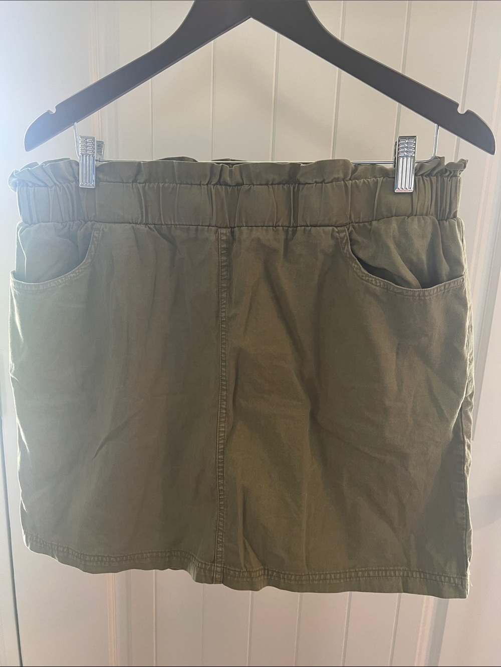 Jane and Delancey Olive Green Mini Skirt with Elastic Waist